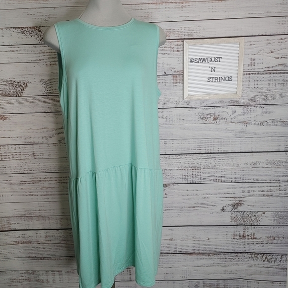 New EILEEN Fisher mint drop waist dress size - Picture 2 of 13